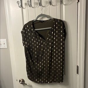 Papermoon Dark Olive Diamond Print Blouse